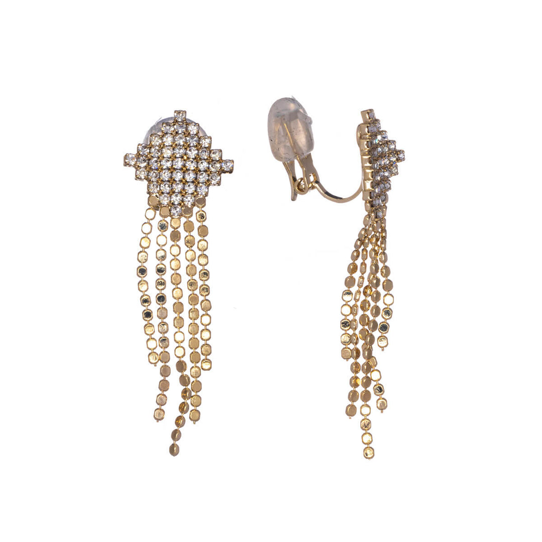 Festive zirconia clip earrings (silver 925)