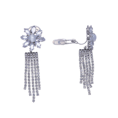 Zirconia festive clip-on earrings (silver 925)
