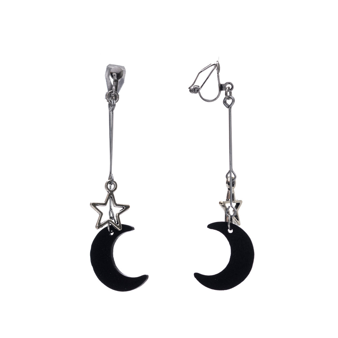 Moon and stars clip-on earrings - Made in Finland (steel 316L)