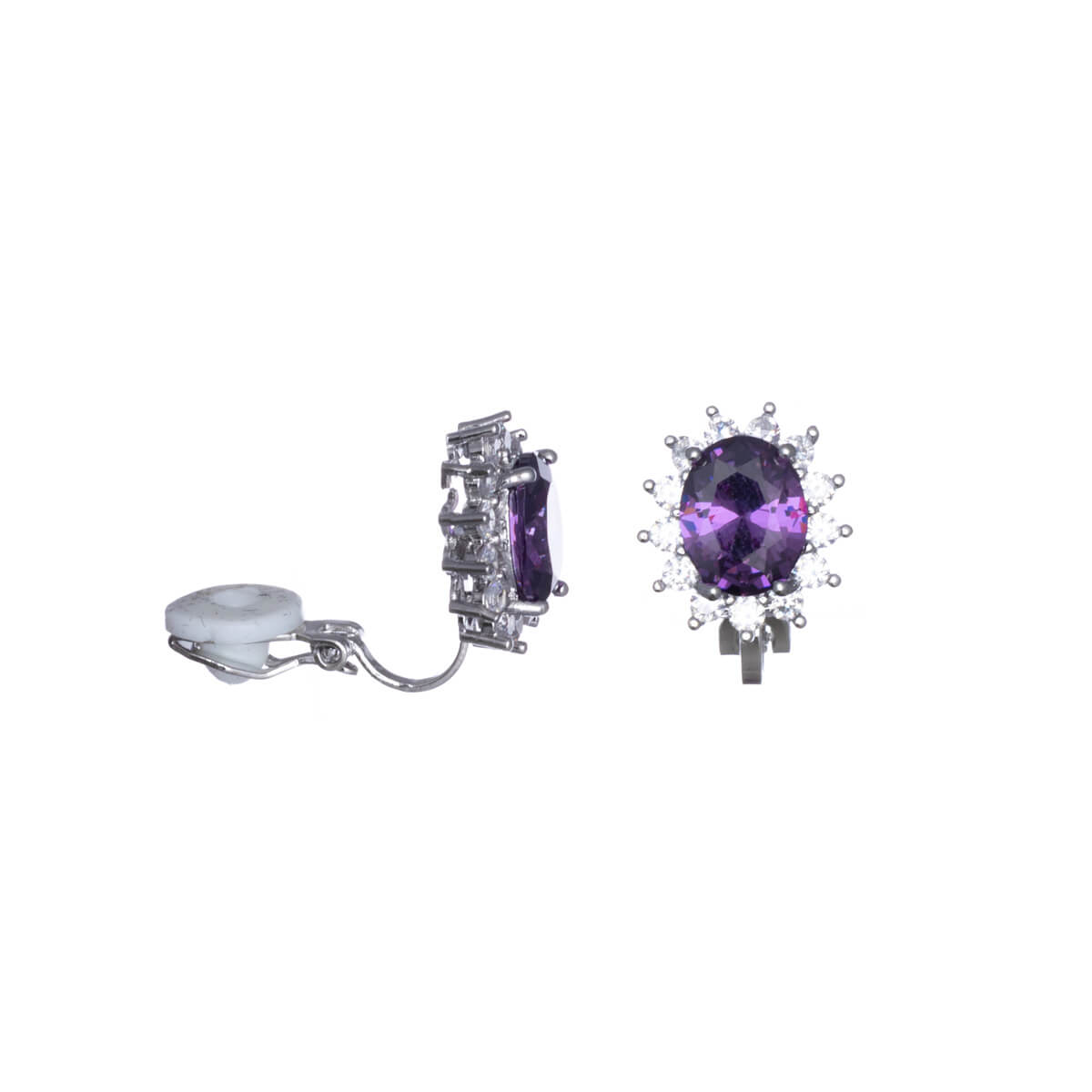 Ovals zirconia clip earrings