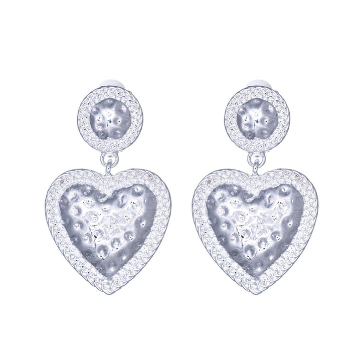 Hanging heart clip-on earrings