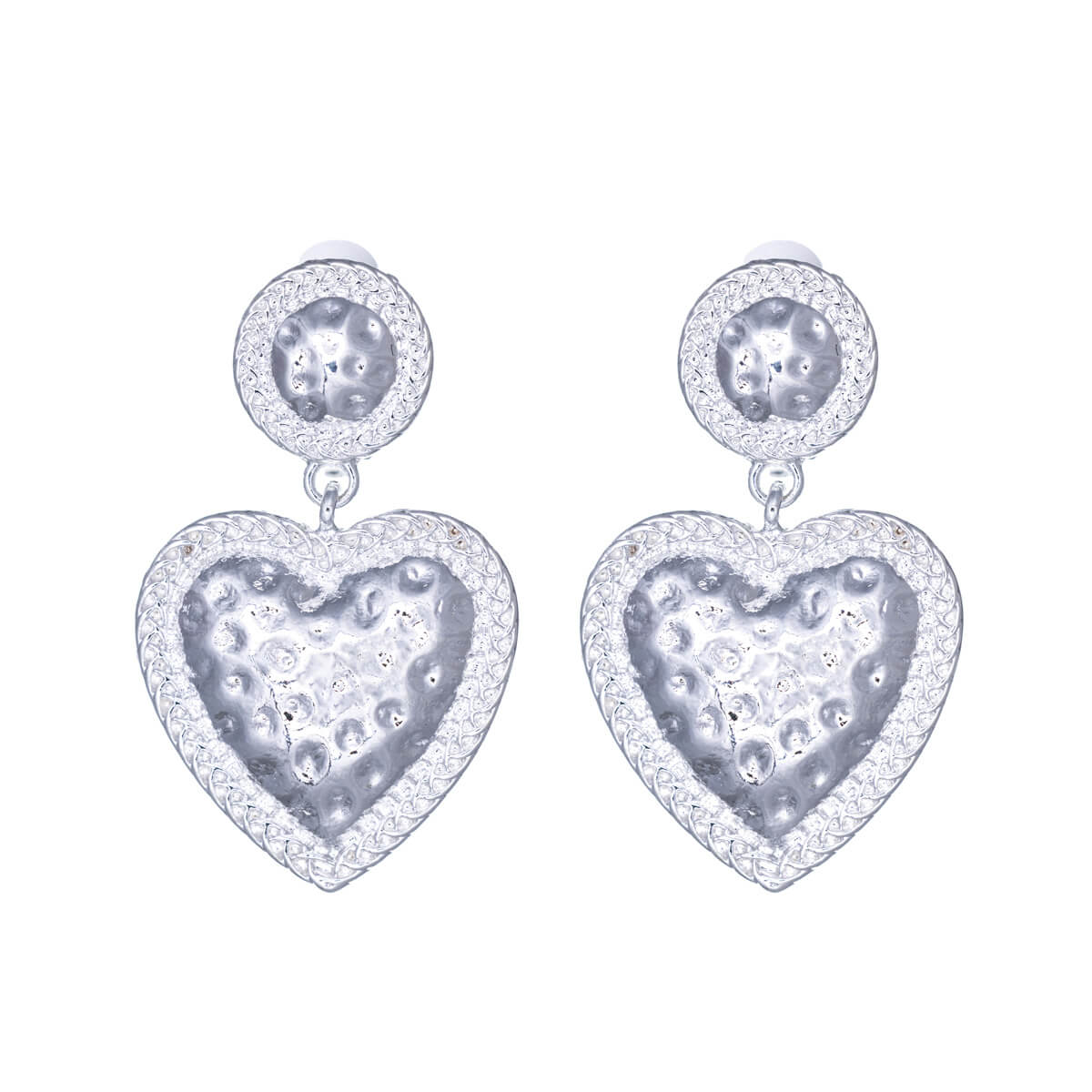 Hanging heart clip-on earrings