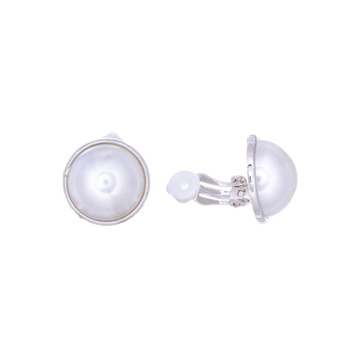 Round pearl clip-on earrings with rim