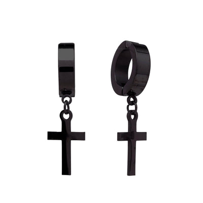 Hanging cross ring clip-on earrings (Steel 316L)