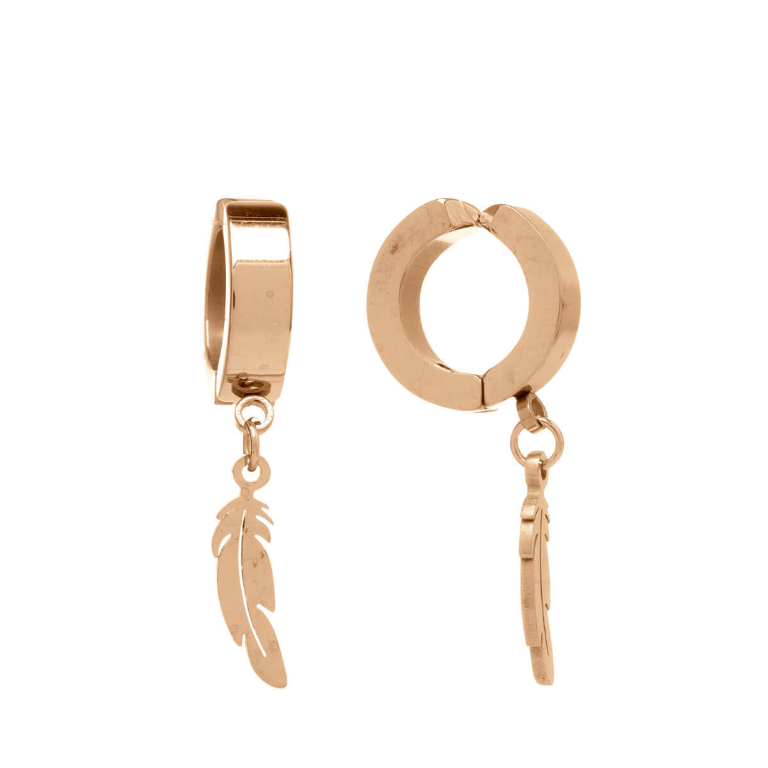 Dangling feather ring clip-on earrings (Steel 316L)