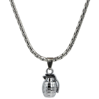 Grenade pendant in a steel chain