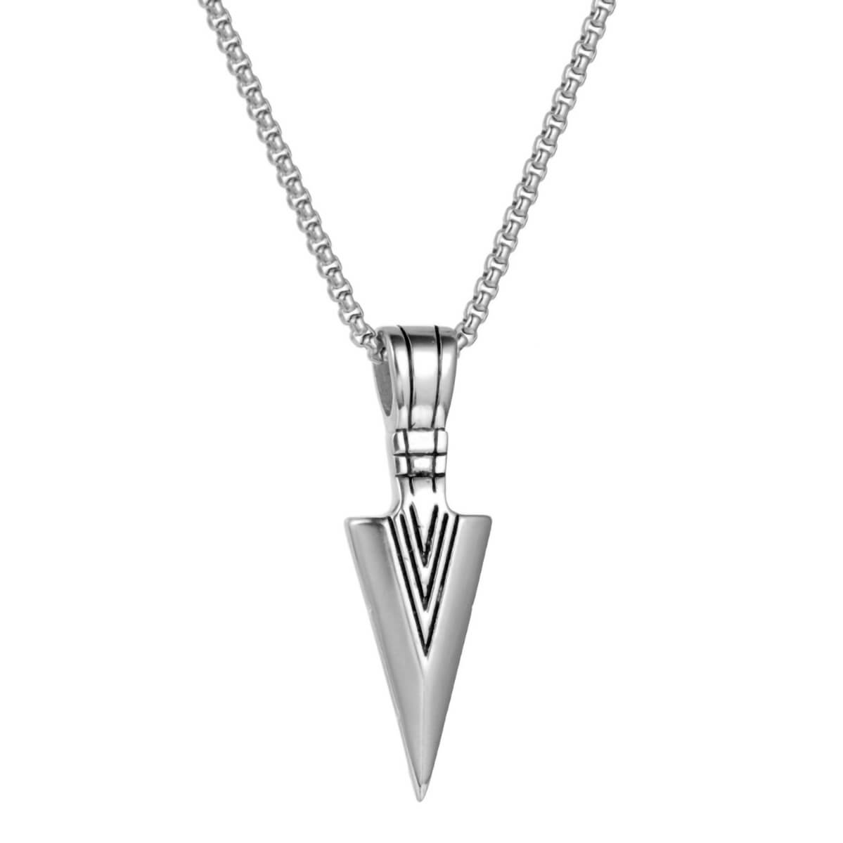 Arrow pendant steel necklace 55cm (Steel 316L)