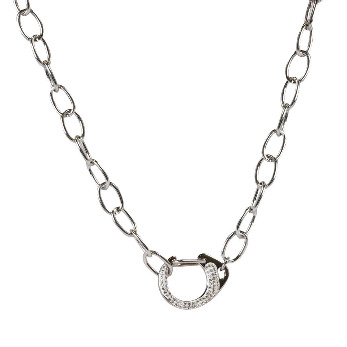 Cable chain necklace with quick lock 42cm (steel)