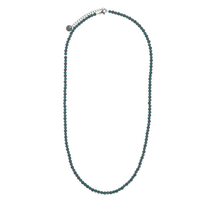 Stone beads on steel chain necklace 55cm