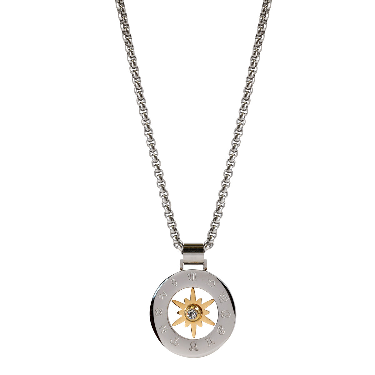 Round steel pendant necklace 60cm