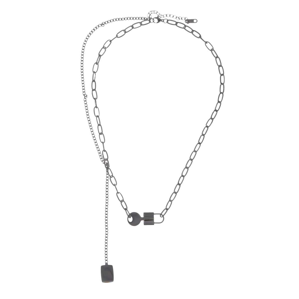 Cable chain necklace with 44cm +5cm (steel)