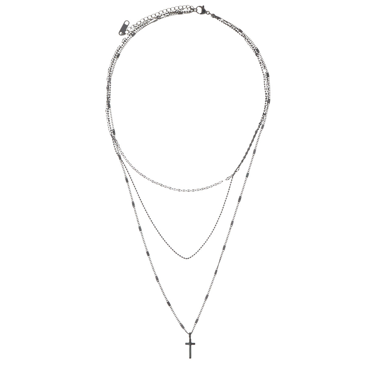 3 row of cross necklace (steel)