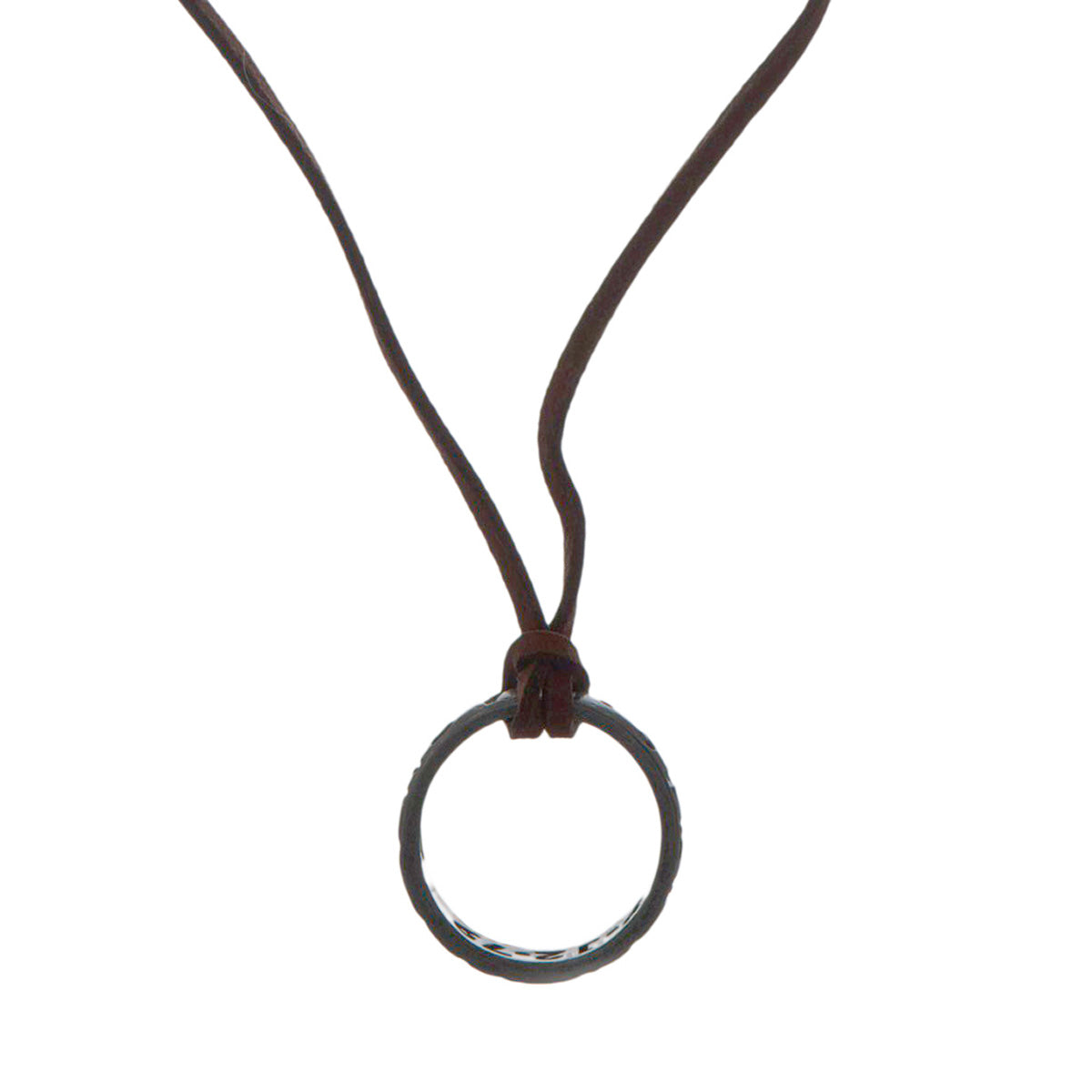 Ring pendant with leather cord necklace