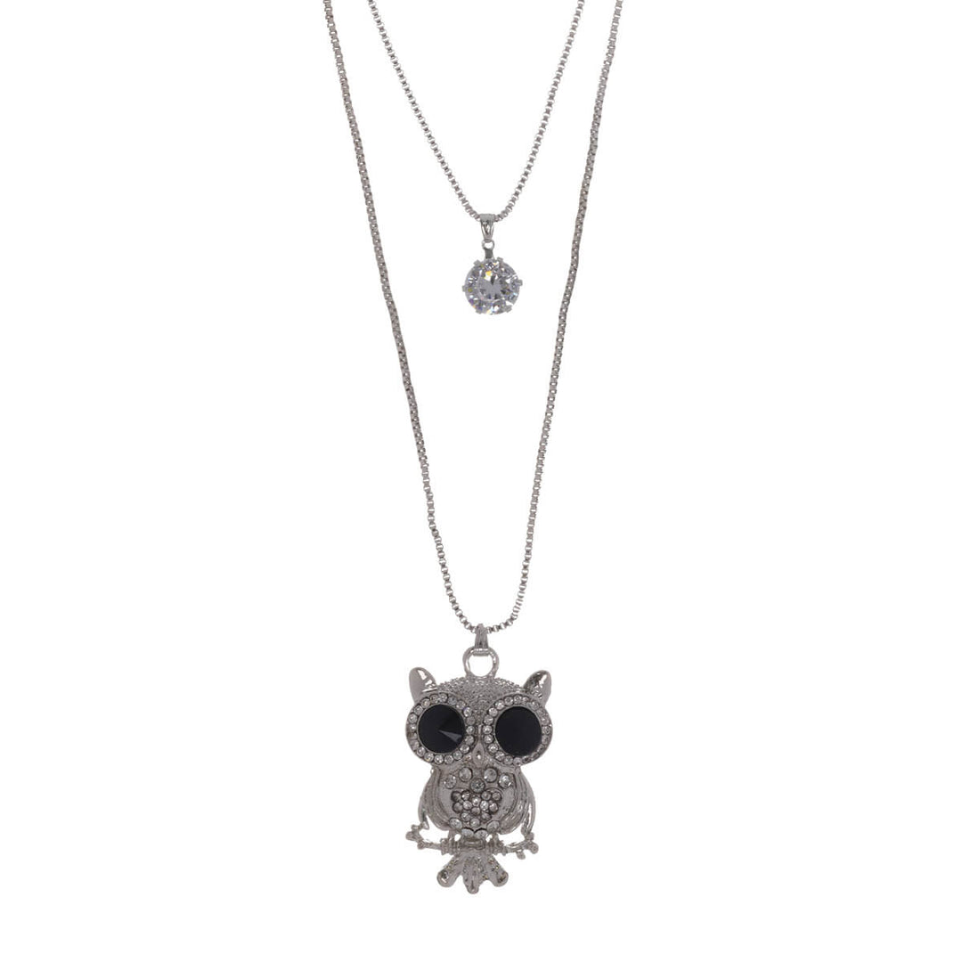 Owl pendant necklace 75cm