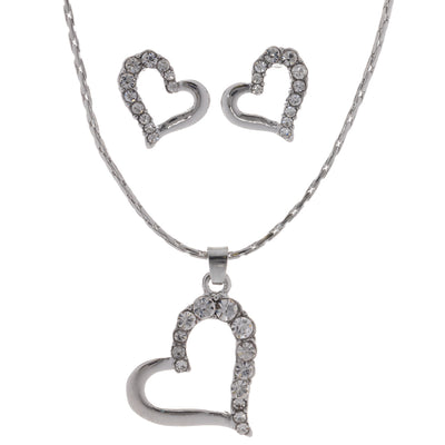 Heart necklace and earrings set in a gift box