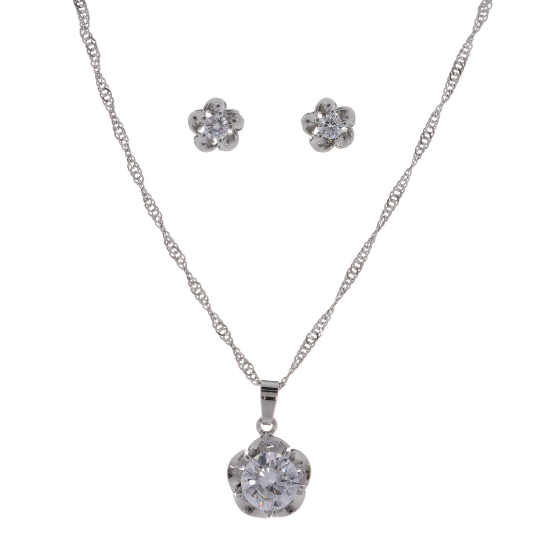 Zirconia necklace and earrings set in a gift box