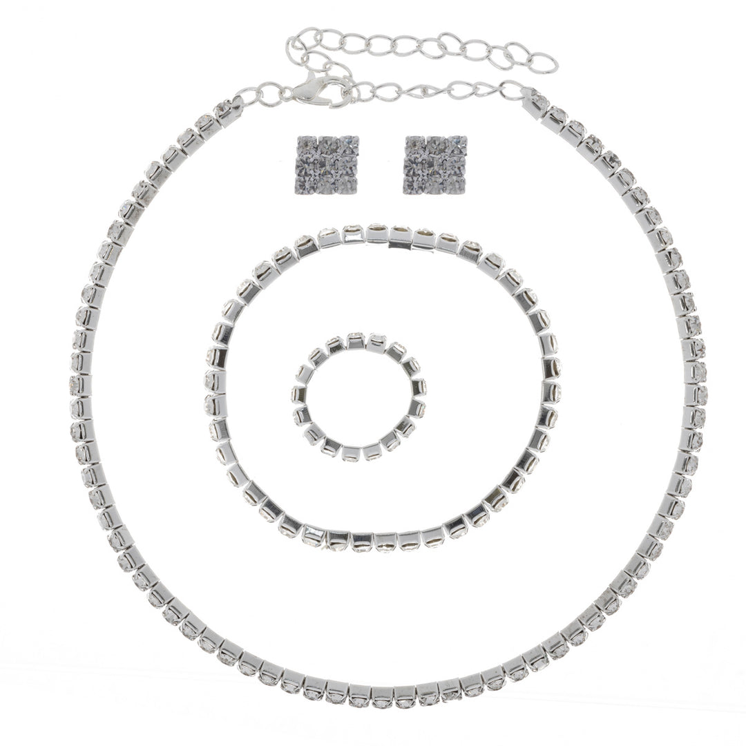 Strassi juhlakaulakoru, korvakorut, rannekoru ja sormus