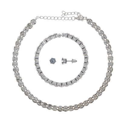 Rhinestone necklace, earrings and bracelet