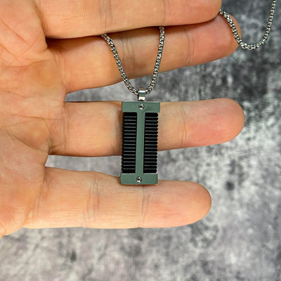 Steel black tile necklace (steel 316L)