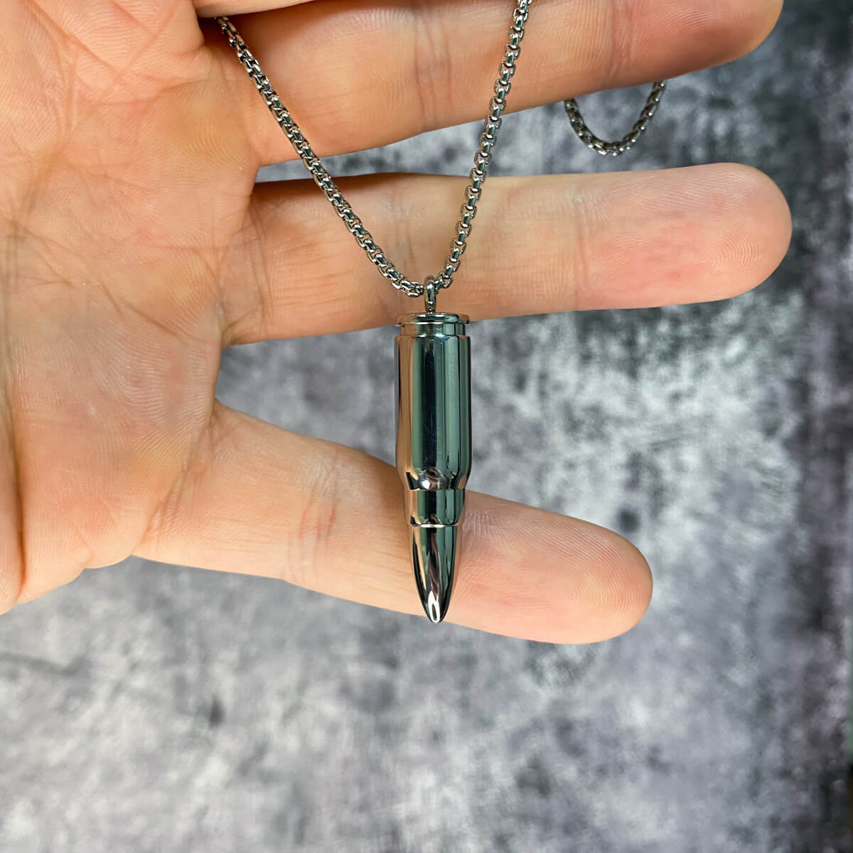 Bullet pendant with steel necklace (Steel 316L)