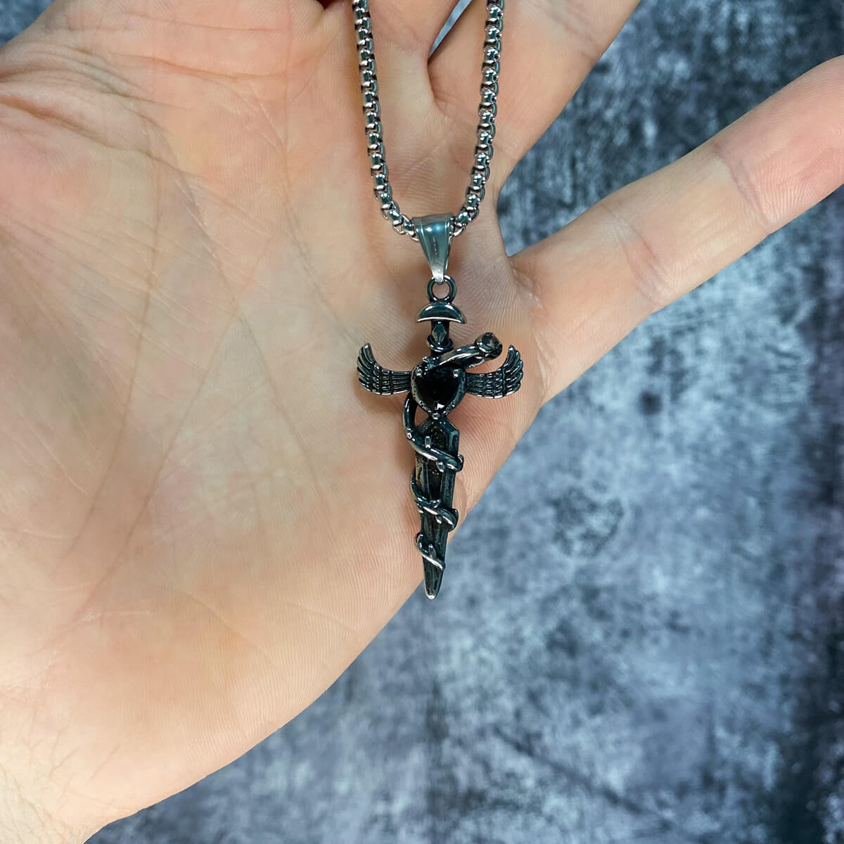 Dagger pendant steel necklace (steel 316L)