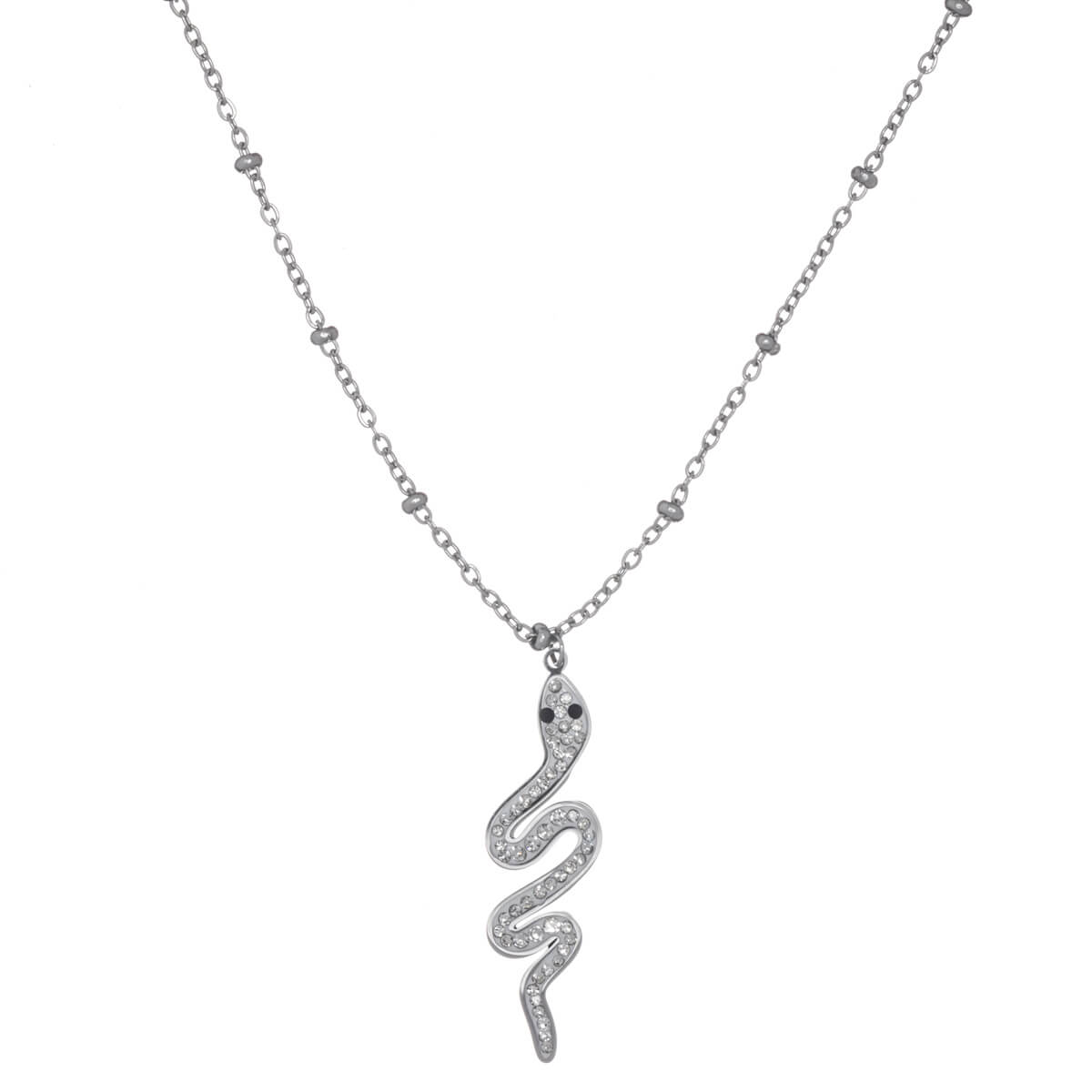 Glittering snake pendant necklace 42cm (steel 316L)