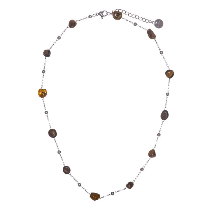 Stone bead necklace 42cm (steel 316L)