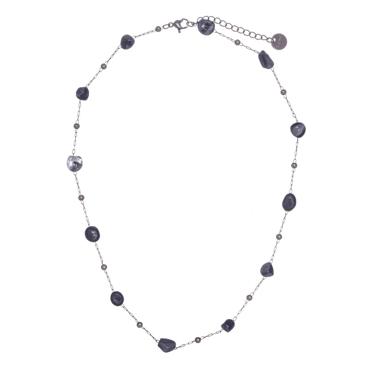 Stone bead necklace 42cm (steel 316L)