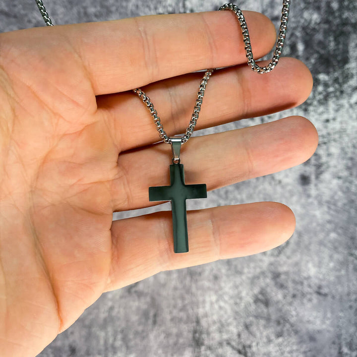 Cross pendant steel necklace 60cm (steel 316L)