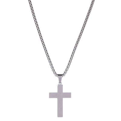 Cross pendant steel necklace 60cm (steel 316L)