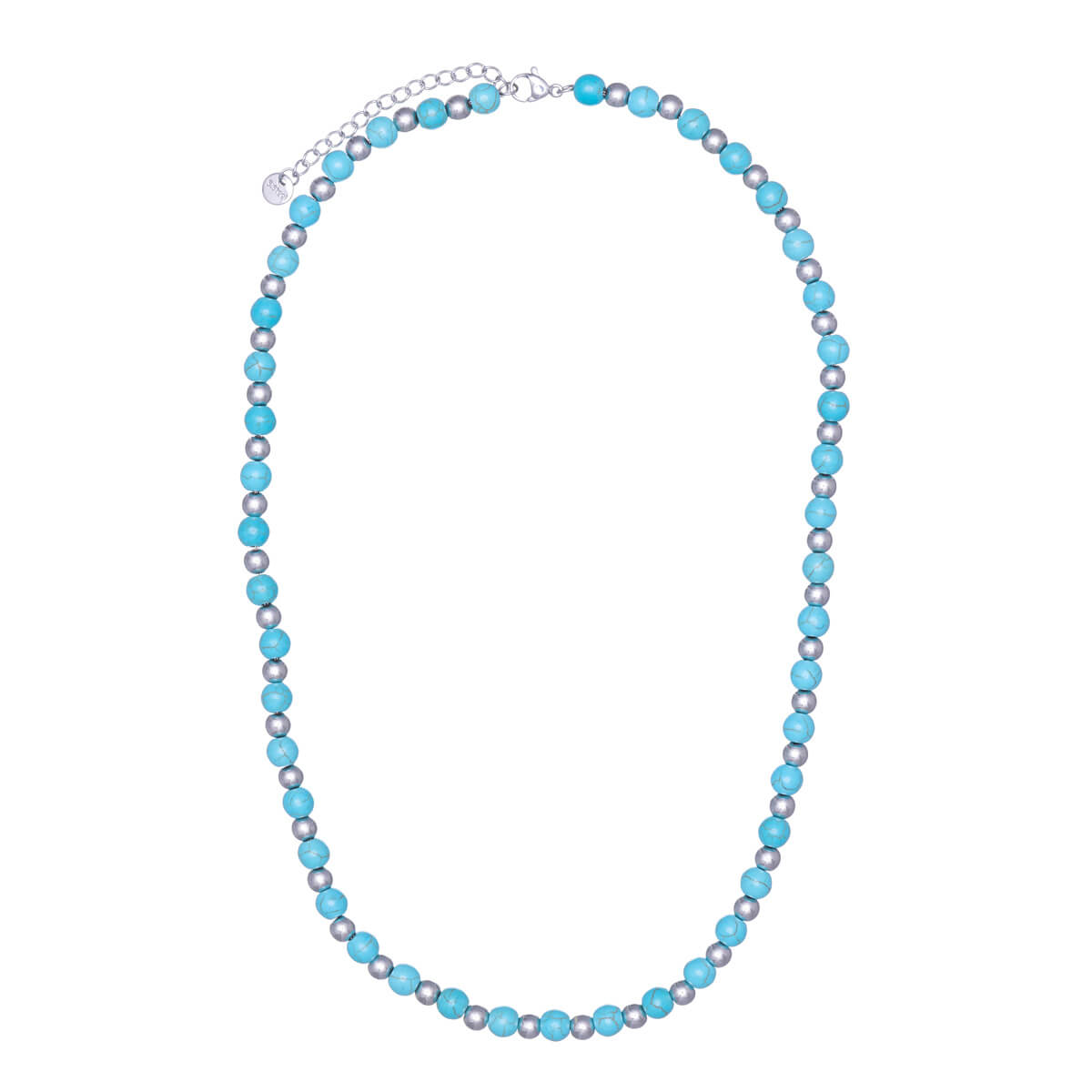Ceramic pearl steel necklace 46cm +5cm (Steel 316L)