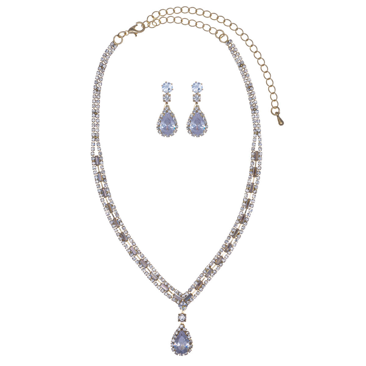 Drop pendant festive necklace + earrings