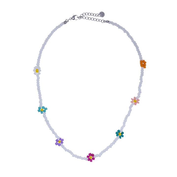 Flower neck beads necklace 40cm +4cm (steel 316l)