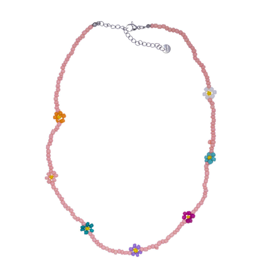 Flower neck beads necklace 40cm +4cm (steel 316l)