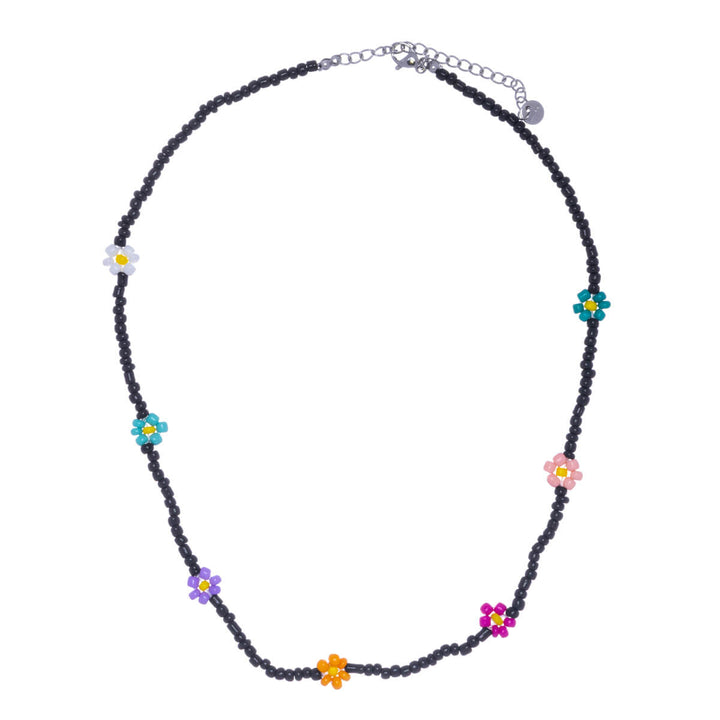 Flower neck beads necklace 40cm +4cm (steel 316l)