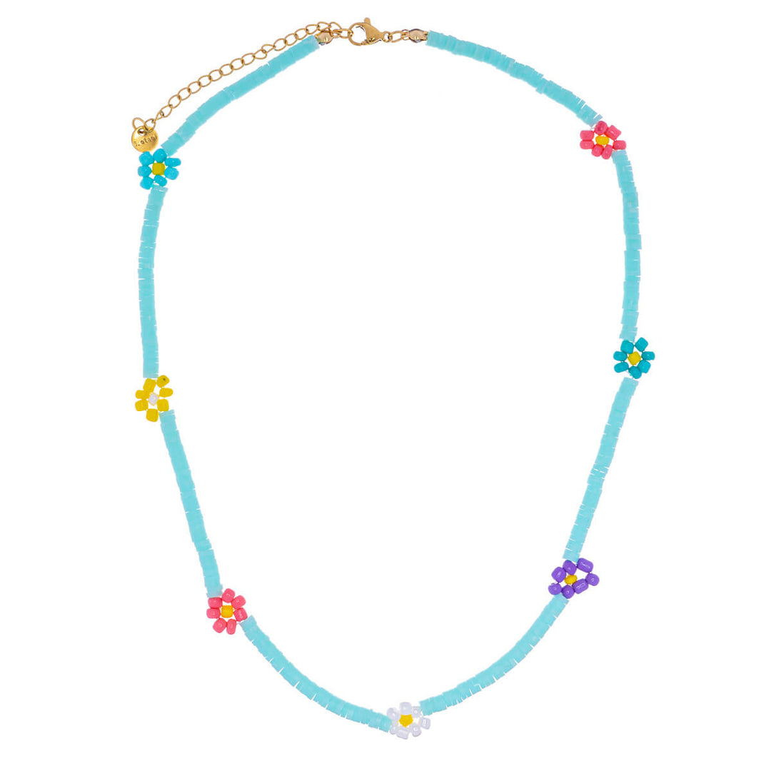 Flower neck beads necklace 40cm +5cm (Steel 316L)