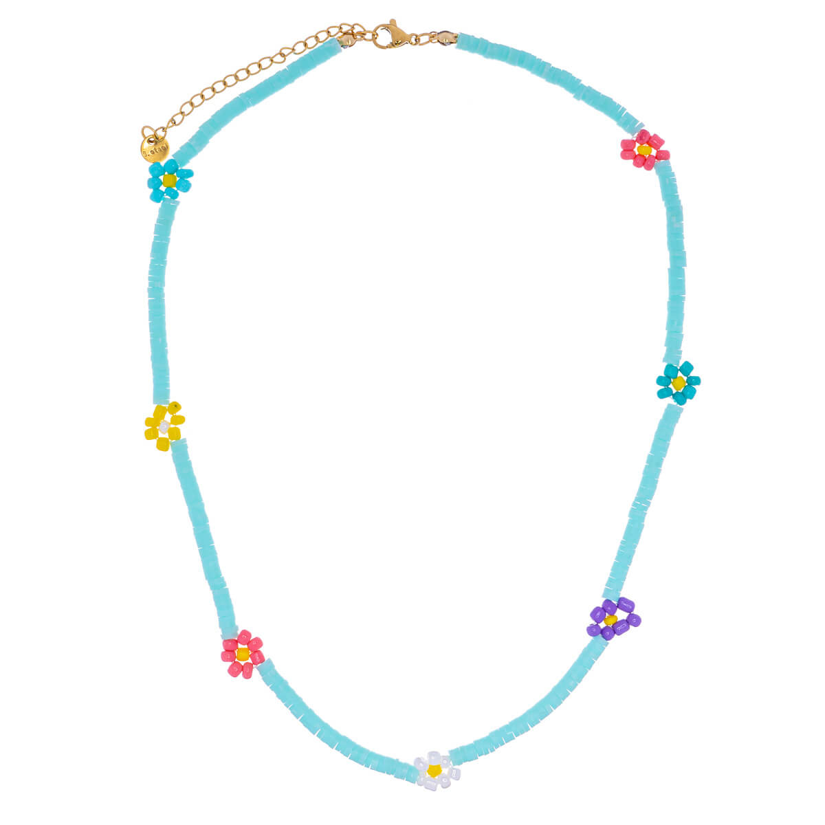Flower neck beads necklace 40cm +5cm (Steel 316L)