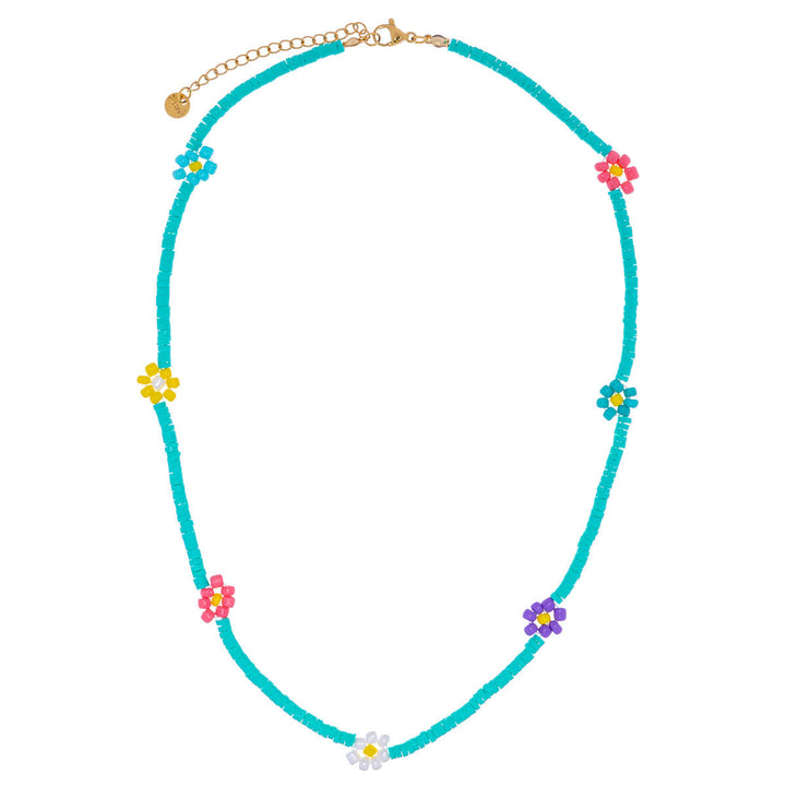 Flower neck beads necklace 40cm +5cm (Steel 316L)