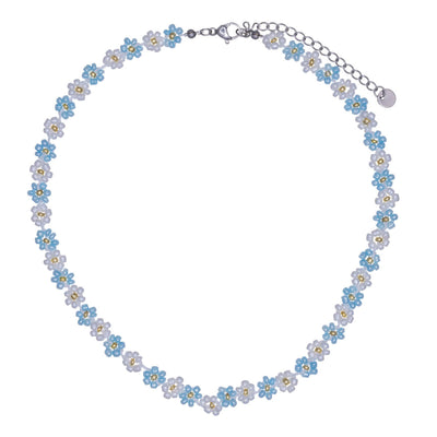Pearl flower necklace 40cm +5cm (Steel 316L)