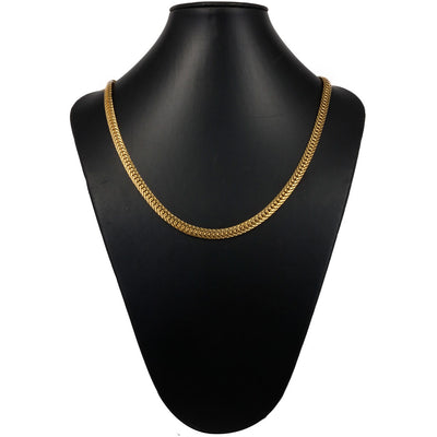 Gold plated flat steel chain necklace 58cm