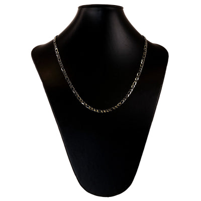 Flat steel figaro chain necklace 55cm
