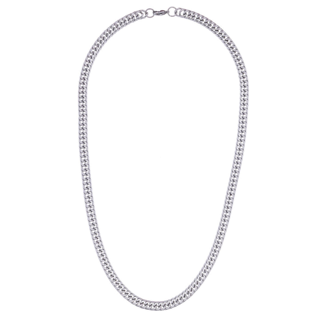 Rounded armoured chain necklace 50cm (steel 316L)