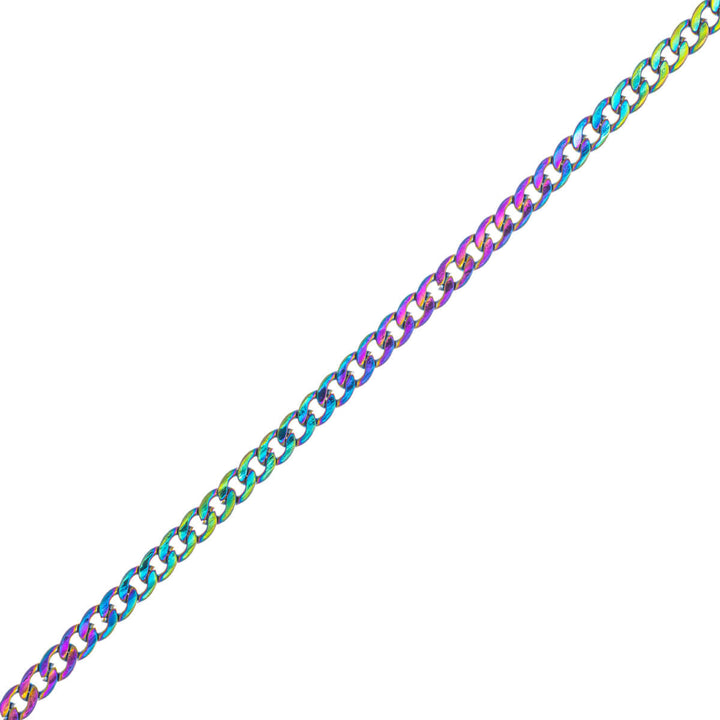 Multicoloured flat armour chain necklace 4mm 50cm