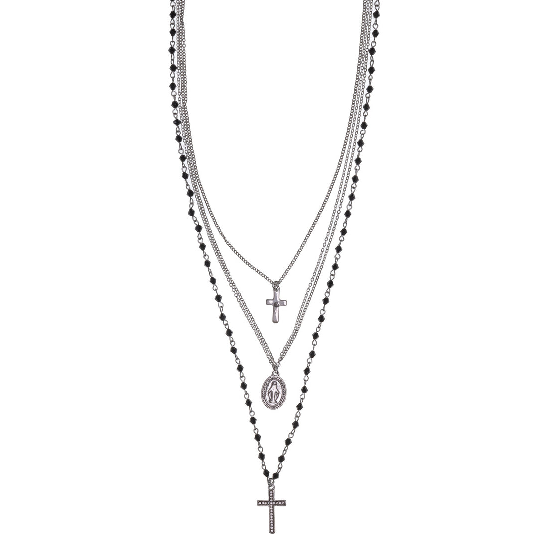 Three chain cross necklace