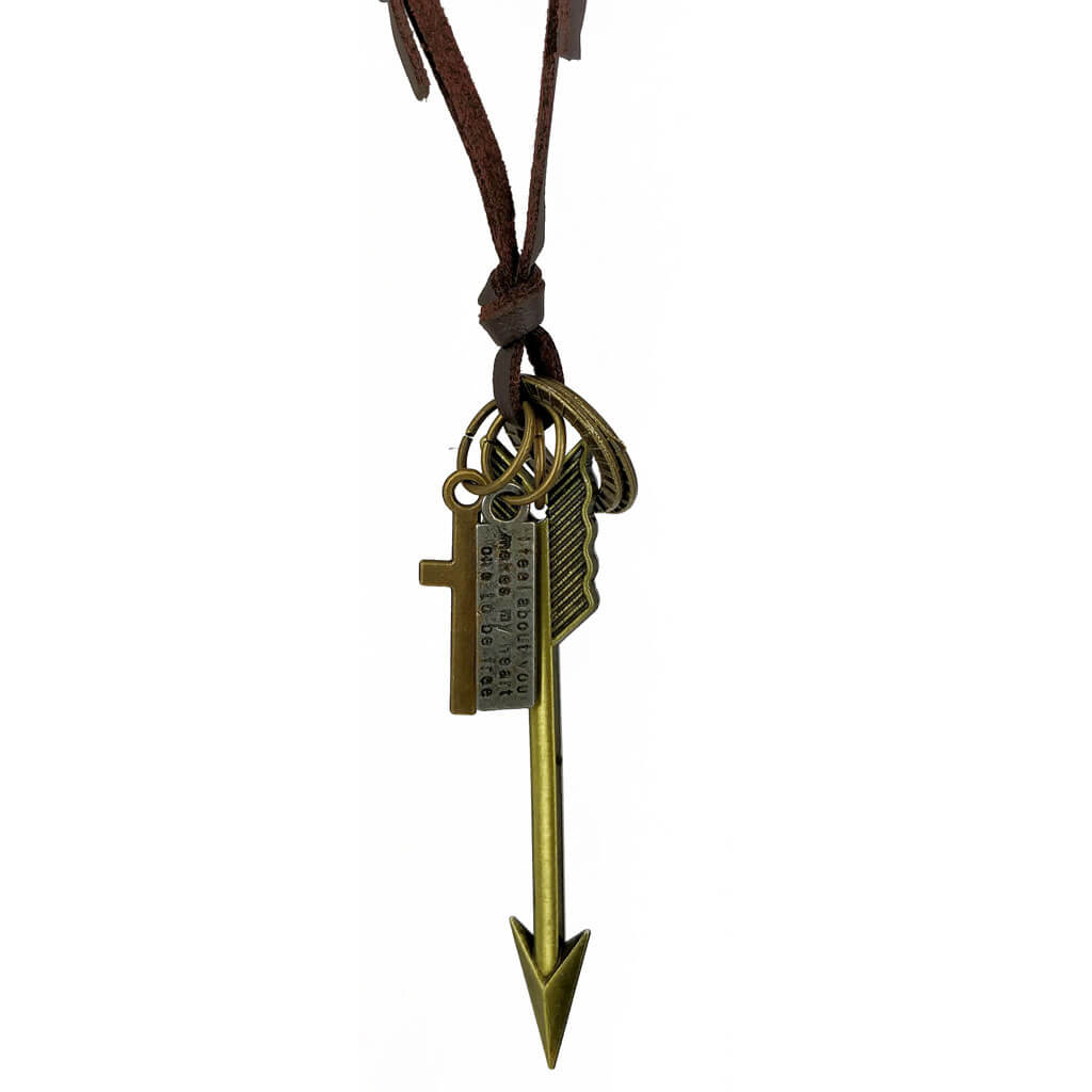 Arrow pendant in a leather ribbon