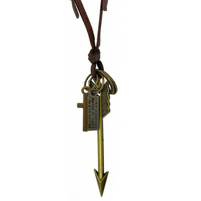 Arrow pendant in a leather ribbon
