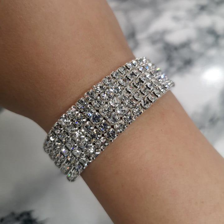 Elastic rhinestone bracelet 5 rows