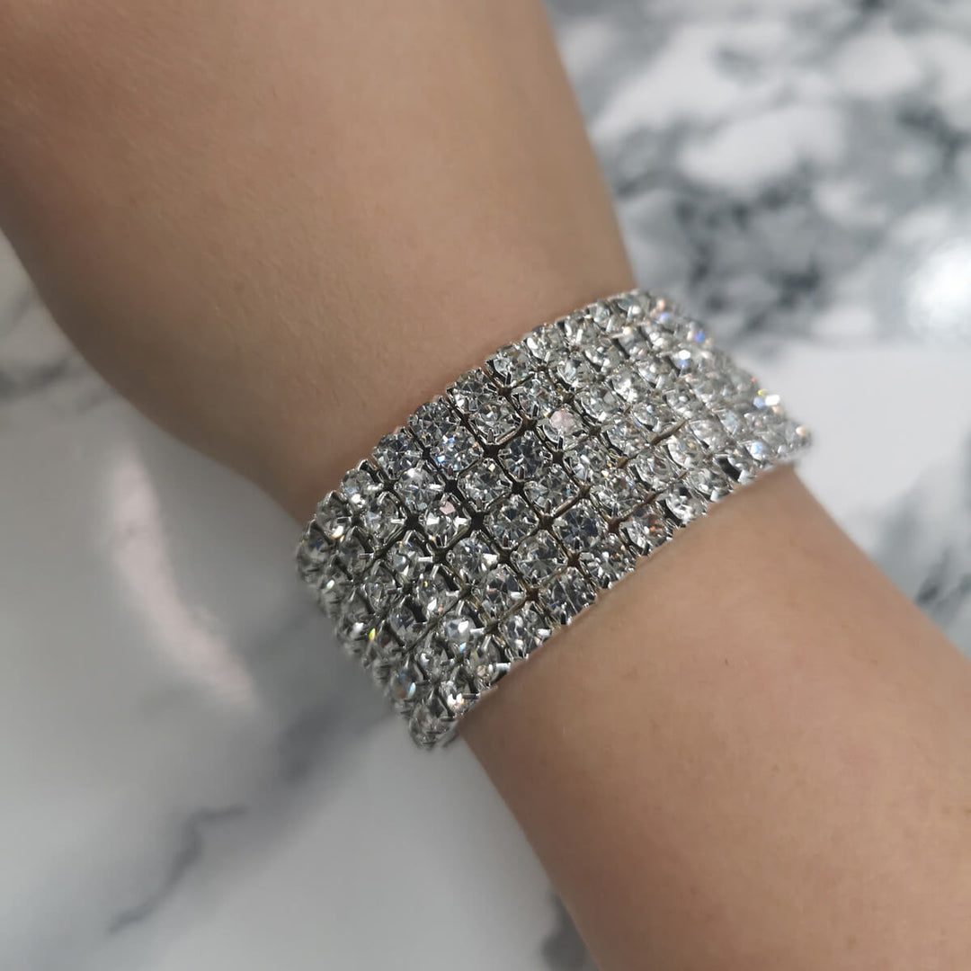 Elastic rhinestone bracelet 6 rows