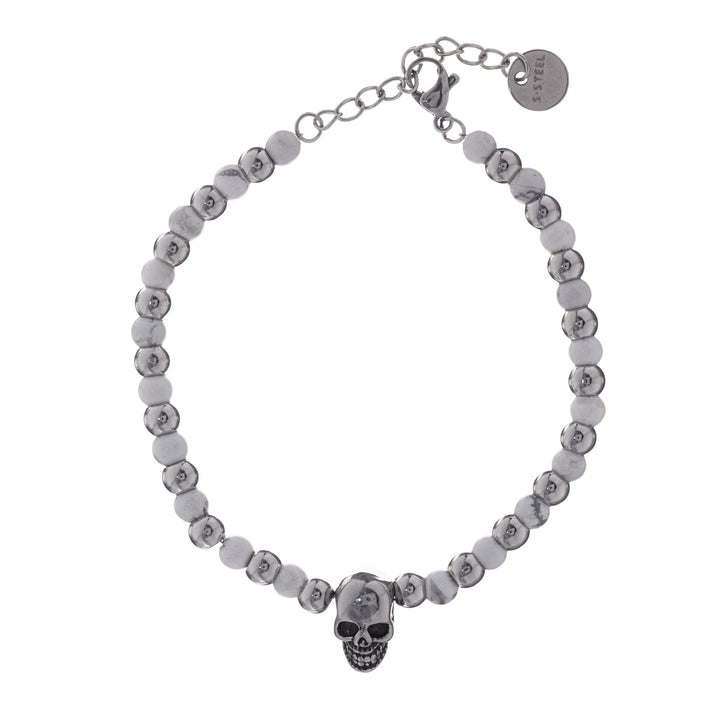 Stahlperlenarmband Totenkopf