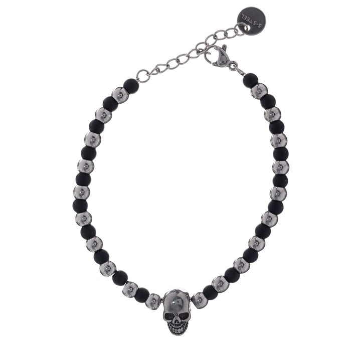 Stahlperlenarmband Totenkopf